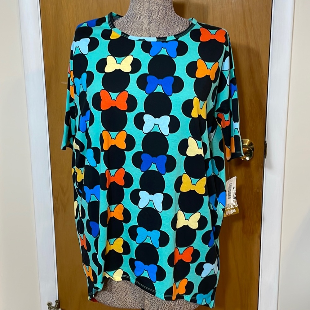 LuLaRoe Disney NWT Womens XS Irma Minnie Mouse on Teal Green Base